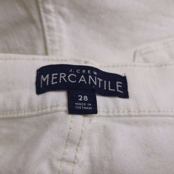 J Crew Mercantile Jean Shorts Size 28 White Denim High Rise Cuffed Raw Hem - Picture 4 of 5